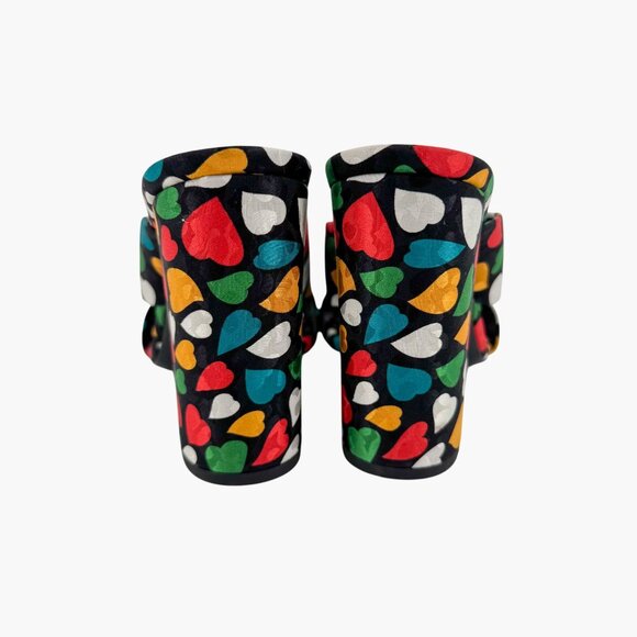 Saint Laurent Bianca Black Heart Knotted Mule Sandals Block Heel 38.5 US 8.5 - Picture 6 of 13